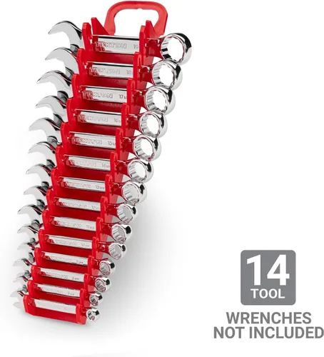Vista 2 de TEKTON Soporte de llave combinada de 14 herramientas (rojo) OWP21214 Fabricado en Estados Unidos