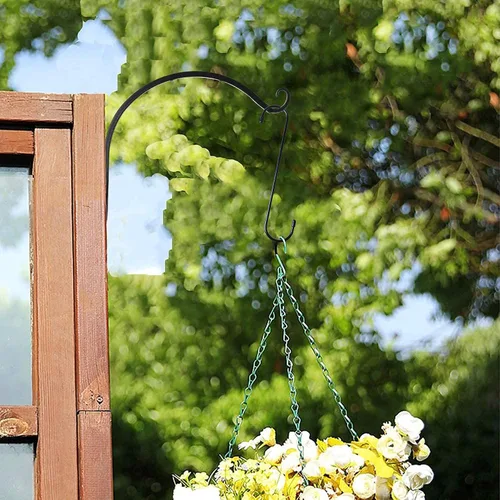 Vista 9 de YourGift Paquete de 6 ganchos en S extralargos y resistentes de 10 pulgadas para plantas colgantes, armario, flores, canastas, jardín, patio, Negro