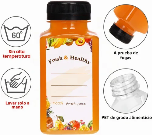 Vista 3 de Moretoes Botellas de jugo de 8 onzas, 56 botellas de plástico con tapas