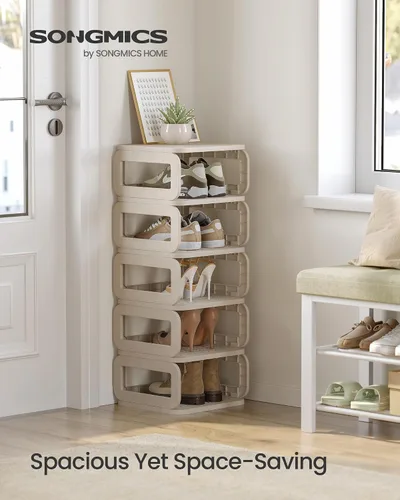 Vista 3 de SONGMICS - Estante para zapatos, organizador de zapatos, 6 estantes, almacenamiento de zapatos, estante estrecho para entrada, estante abierto