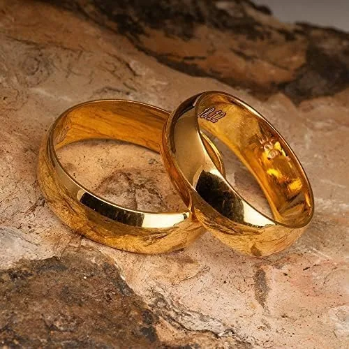 Vista 7 de Juego de anillos de boda de 0.236 pulgadas, chapado en oro de 14 quilates, juego de alianzas de boda a juego personalizado para hombre y mujer