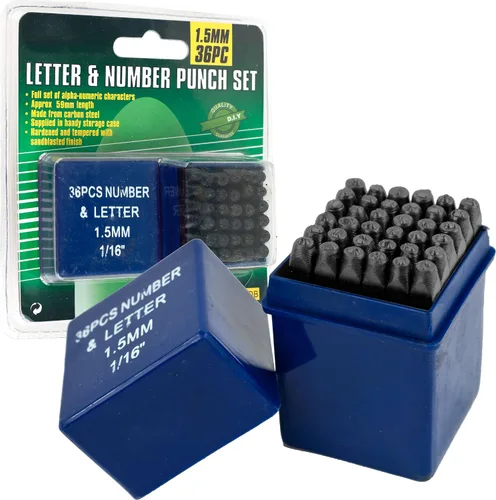 Vista 4 de Hawk Number & Capital Letter Punch Set 36 Pc (0.059 in 1/16"): NL-99093
