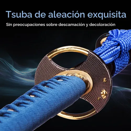 Vista 6 de Katana Sword, Handmade Samurai Sword 9260 Spring Steel - Plum Blossom Design, Full Tang & Clay Tempered - Ideal for Training, Practice, Collection &