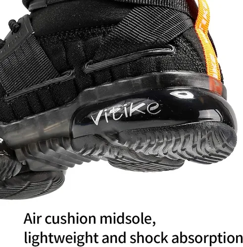 Vista 5 de VITUOFLY Zapatos de baloncesto para niños, con cámara de aire, para niñas, con aros de media parte superior, antideslizantes, para deportes al aire