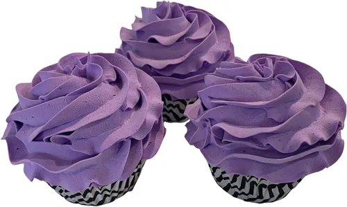 Vista 10 de Juego de 3 cupcakes falsos para tartas artificiales, hechas a mano por Dezicakes, cupcakes artificiales Azul