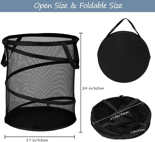 Vista 3 de BATTOO Cestas de lavandería plegables, cesta desplegable para lavandería, cesta de lavandería extra grande de 113L con bolsa portátil de malla