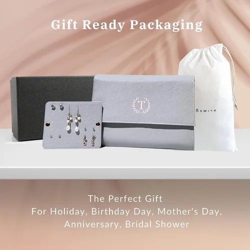 Vista 8 de Joyero de viaje personalizado con inicial, regalos personalizados con monograma para mujeres, regalos de propuesta de dama de honor, organizador