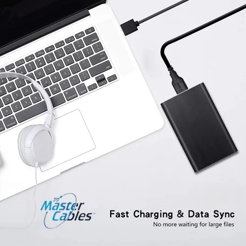 Vista 4 de Master Cables Cable de transferencia de datos USB 3.0 compatible con discos duros externos LaCie - Reemplazo USB tipo A a cable micro USB B