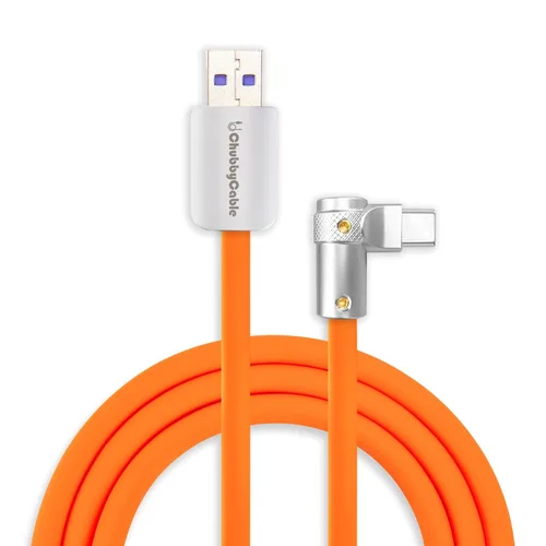 Vista 12 de chubbycable FlexElbow - Cable de carga rápida de 90 grados y 240 W, cable USB C en ángulo recto, cable de carga de silicona compatible con iPhone