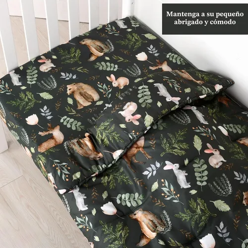 Vista 7 de JISEN Juego de cama de cuna de 3 piezas para bebés, niños y niñas, color Oso