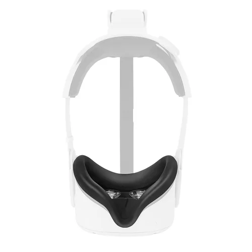 Vista 2 de VR Silicone Face Cover for Oculus Quest 2 Headset with Protective Lens Cover Accessories Sweat Proof (Black and White)