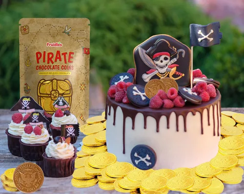 Vista 7 de Fruidles Monedas de chocolate con leche belga pirata, lácteos certificados Kosher, sin OMG (paquete de 25)