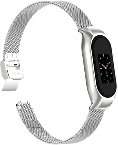 Vista 9 de Correa de reloj de metal compatible con Fitbit Luxe/Luxe SE de acero inoxidable con marco de bisel protector con diseño de malla de correa de muñeca