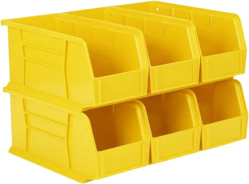 Vista 28 de HE HUDSON EXCHANGE Cubo de almacenamiento apilable de plástico de 11" x 5.5" x 5", amarillo