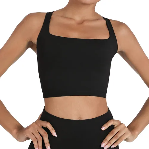Vista 3 de romansong Sujetadores deportivos de yoga con tiras para mujer, con espalda cruzada y acolchado