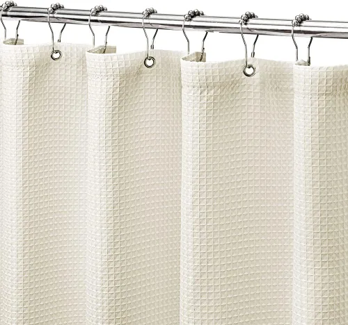 Vista 15 de MISS SELECTEX Cortina de ducha de tela lavable a máquina, clásica tela gruesa de punto gofre, duradera para baño, tela repelente al agua de alta