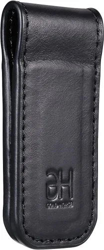 Vista 2 de Soporte magnético delgado para tarjetas de visita de cuero genuino para hombres, Negro -, Slim