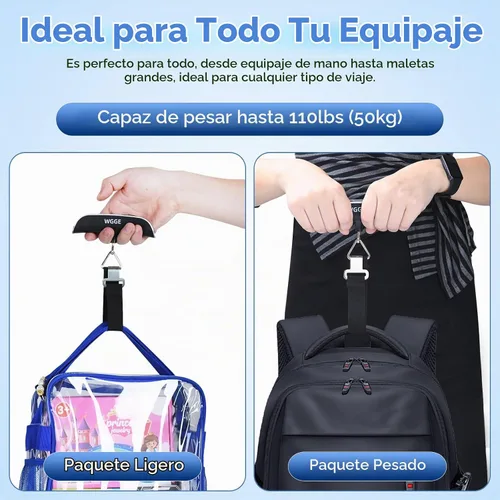 Vista 5 de WGGE Báscula digital para equipaje, 110 lb/50 kg, pantalla LCD