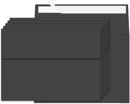 Vista 19 de 100 Paquetes Sobres Negros de 4 x 6 pulgadas para Tarjeta de Invitación, Sobres Pequeños A6 Autoadhesivos para Bodas, Fiestas de Cumpleaños, Baby