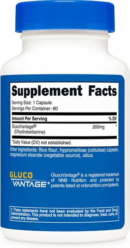 Vista 4 de Nutricost Cápsulas de dihidroberberina (200 mg, 60 cápsulas) - Metabolito más biodisponible de berberina