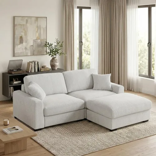 Vista 12 de Sofá modular Cloud de 212 pulgadas con tumbona grande, profundo y cómodo, sofás seccionales en forma de L de gran tamaño para sala de estar, Blanco