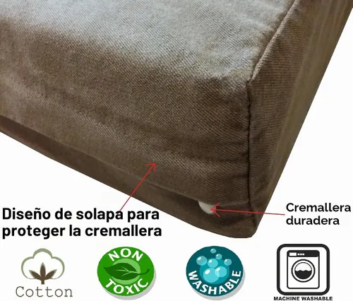 Vista 3 de Dogbed4less Funda externa para cama de perro de mezclilla marrón chocolate resistente, solo funda de repuesto, 6 tamaños: pequeño, mediano, grande