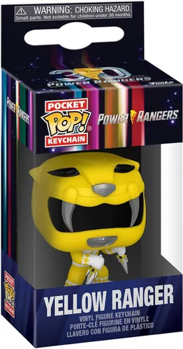 Vista 2 de Funko POP! - Llavero con texto en inglés "Mighty Morphin Power Rangers" 30 Aniversario – Yellow Ranger – Llavero novedoso de Power Rangers TV – Mini