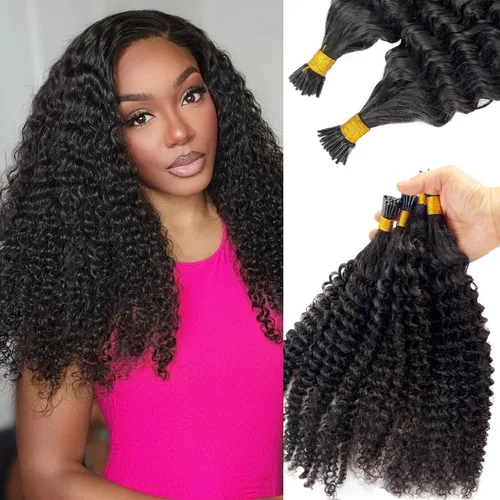 Vista 12 de Extensiones de Cabello Micro Link Negro Extensiones de Cabello Micro Loop Cabello Humano Real Paquetes Sin Trama Fusión Fría 50s 50g #1 Negro M#Jet