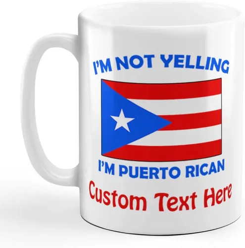 Vista 7 de Taza de té y café con texto en inglés "I'M Not Yelling I Am Puerto Rico Puerto Rico Puerto Ricans Taza de té Taza de Navidad Hanukkah Regalo