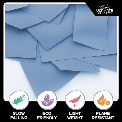 Vista 4 de Ultimate Confetti, Confeti Biodegradable Azul Bebé - Confeti de Papel de Seda Rectangular Revoloteante para Uso en Cañones y Lanzadores – Confeti
