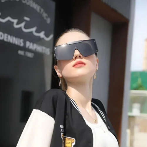Vista 6 de FEISEDY Gafas de sol para mujer, de gran tamaño, cuadradas, con parte superior plana, para hombre, B4060