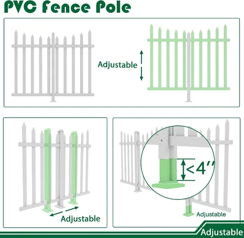 Vista 4 de Poste de 32 pulgadas: accesorios de columna de PVC de valla de vieira para animales y patio