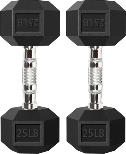 Vista 8 de Balelinko Rubber Grip Encased Dumbbell Cast Iron Weight with Anti-Slip Handle Dumbbell -Strength Training Equipment - Home Gym Accessories - Full
