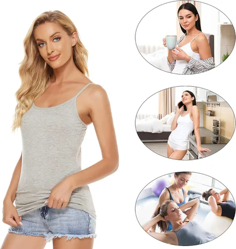 Vista 6 de BQTQ 6 piezas de camisola para mujer camiseta sin mangas ajustable con tirantes delgados