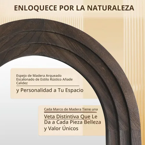 Vista 6 de MirrMuse Espejo arqueado de longitud completa con marco de madera, 56 x 21 Marrón