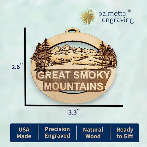 Vista 3 de Great Smoky Mountains Ornament, Great Smoky Mountain Gifts and Souvenirs, Pigeon Forge & Gatlinburg Tennessee Keepsake, Handcrafted Gift for Nature