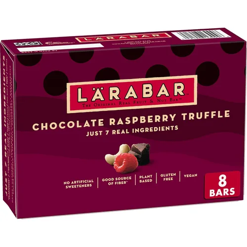 Vista 12 de Larabar Trufa de frambuesa y chocolate, barras de frutas y nueces, sin gluten y veganas, 9.6 onzas, 6 unidades Sin gluten, vegano, sin lácteos