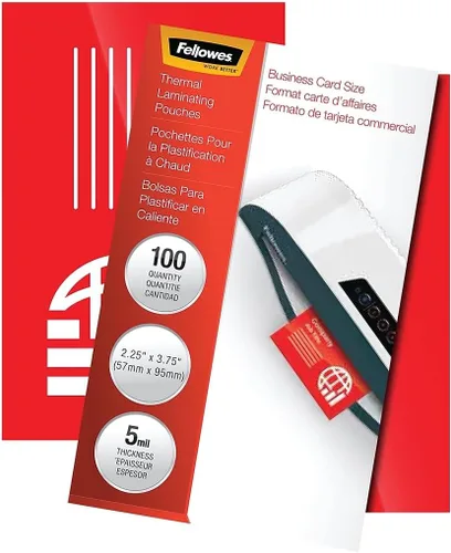 Vista 4 de Fellowes Glossy Pouches - Tarjeta de visita, 5 mil, paquete de 100 (52031), transparente