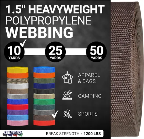 Vista 64 de Strapworks Heavyweight Polypropylene Webbing - Heavy Duty Poly Strapping for Outdoor DIY Gear Repair, 1.5 Inches