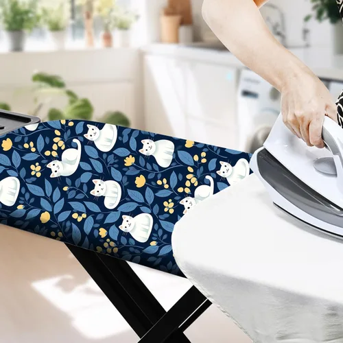 Vista 4 de Funda para tabla de planchar de 15 x 54 pulgadas, resistente al calor, borde elástico resistente, superficie antideslizante, múltiples patrones