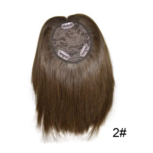 Vista 5 de Extensiones de cabello humano 100% real con clip, extensiones de cabello lacio de 13 pulgadas para mujeres (2# marrón oscuro)