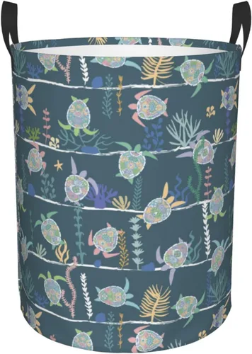 Vista 15 de Vintage Robots - Cesta de lavandería impermeable plegable con mango duradero, organizador de ropa sucia circular, cesta de almacenamiento