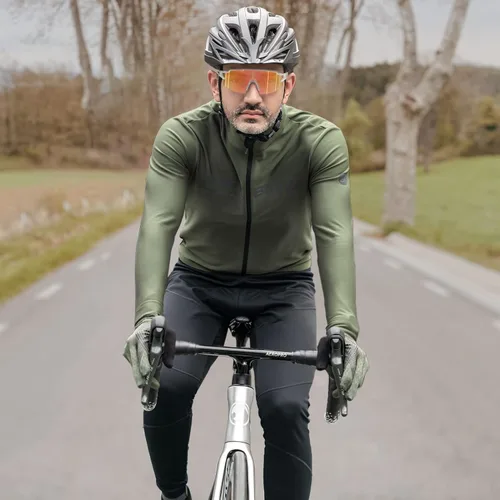 Vista 5 de ROCKBROS Cycling Jersey Men Long Sleeve Bike Shirt Bike Jersey for Men with Full Zipper and Rear Pockets Fit Outdoor Sports
