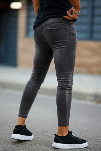 Vista 5 de GINGTTO - Jeans rasgados, elásticos y ajustados para hombre