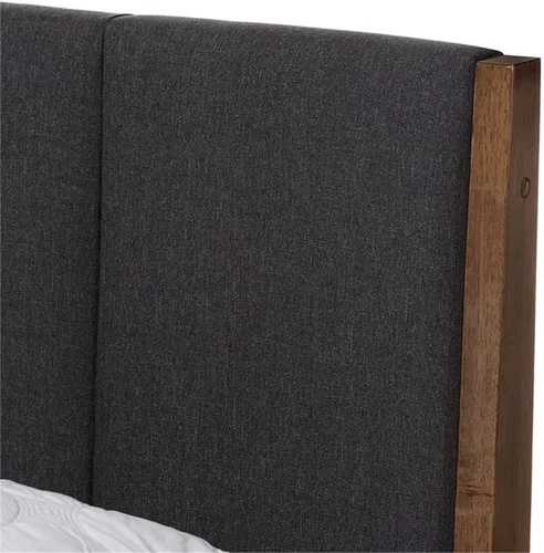 Vista 6 de BOWERY HILL Cama King de tela Mid-Century con plataforma en gris/marrón nogal