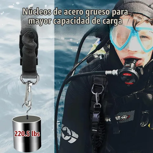 Vista 5 de nitescuba Buceo Spring Clip Lanyard Anti-perdida Lanyard con hebilla de liberación rápida para deportes al aire libre Negro