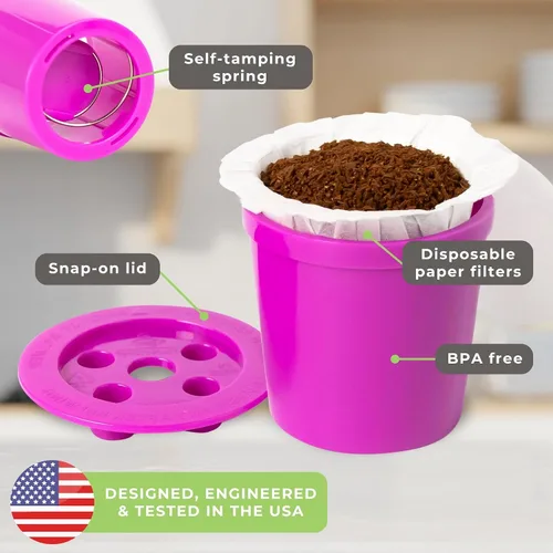 Vista 6 de Universal EZ-Cup Caspule de café reutilizable de Perfect Pod – Para uso con cafeteras de una sola porción de 1 corriente o multiflujo Refillable