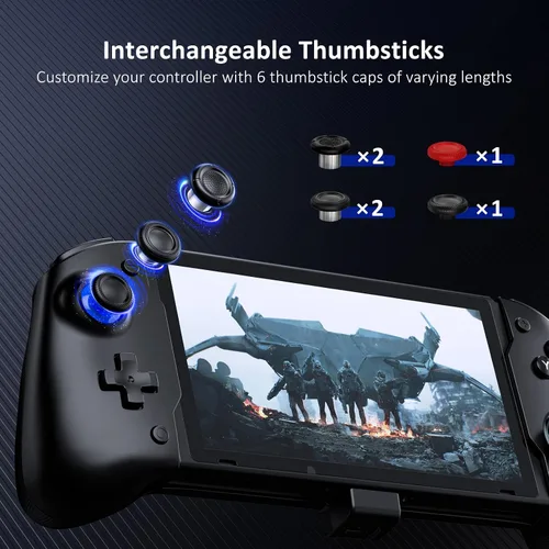 Vista 7 de NexiGo Gripcon de efecto Hall (sin deriva, sin zona muerta) con joystick de detección Hall para Nintendo SwitchSwitch OLED, modo de mano ergonómico