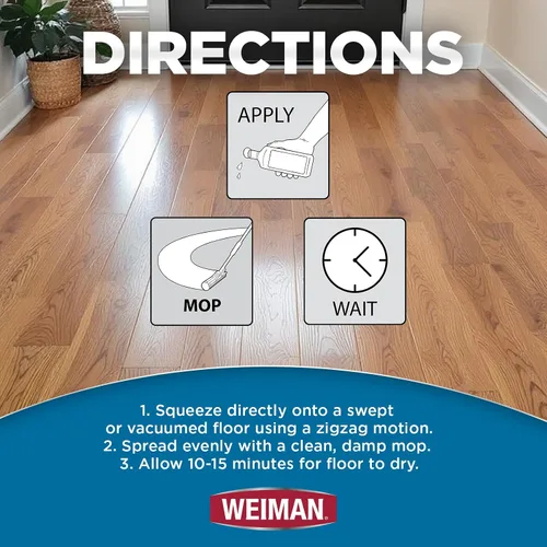 Vista 8 de Weiman Limpiador de madera dura para pisos de madera dura terminados, pisos de ingeniería, laminado - resultados sin rayas, certificado EPA Safer