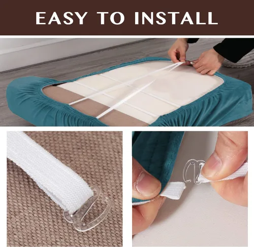Vista 6 de n - Fundas elásticas de terciopelo para sofá con cojín en forma de T, fundas de cojín individuales para sillón de 1 asiento, funda elástica